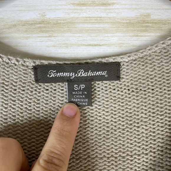 Tommy Bahama Distressed Acidwash Linen Loose Knit Sweater - Picture 3 of 5